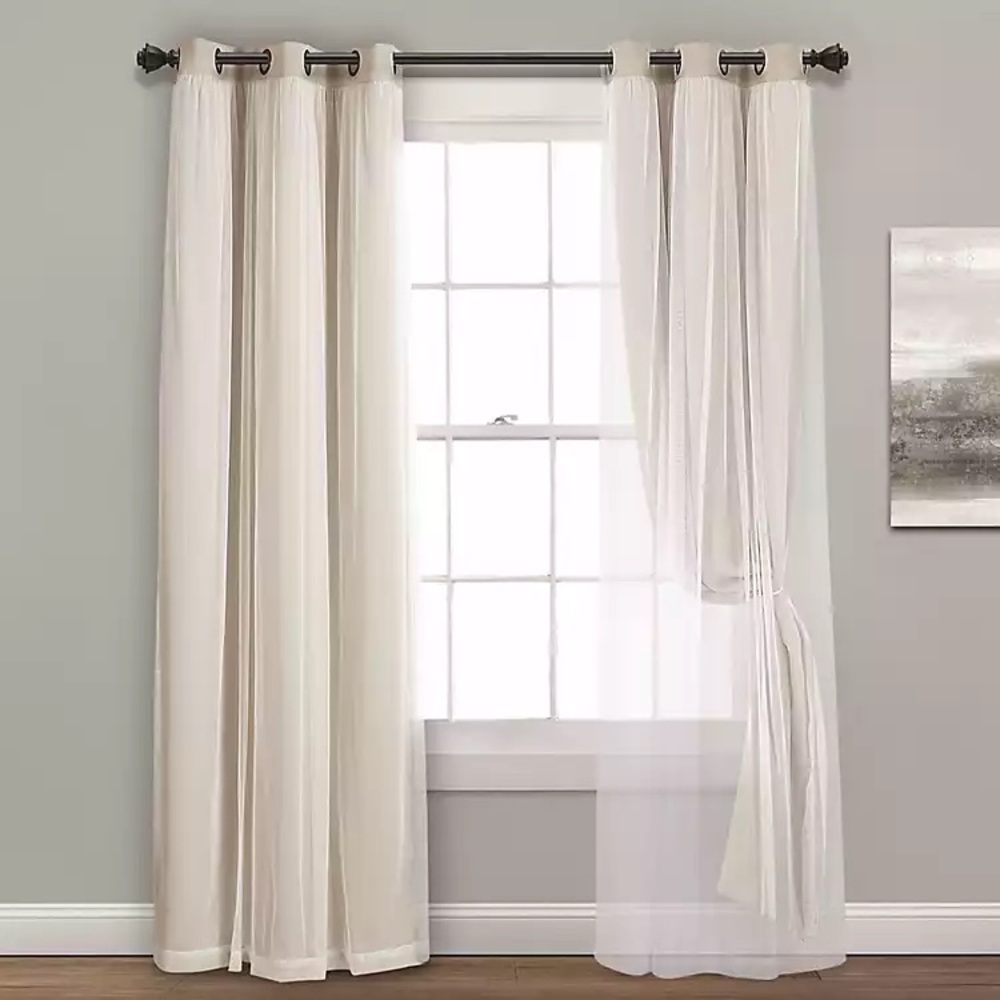 NWT Lush Decor Drapes Curtains Blackout Panel Set with Sheer Overlay Set… - Picture 4 of 8